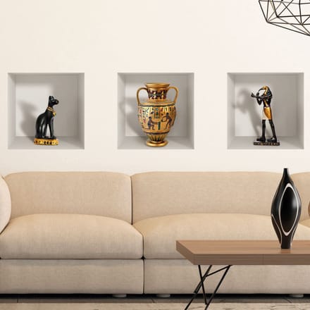3D-stickers van oude Egyptische beeldjes, 30 x 90 cm