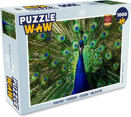 Puzzel Pauw - Veren - Ogen - Blauw - Legpuzzel - Puzzel 1000 stukjes volwassenen