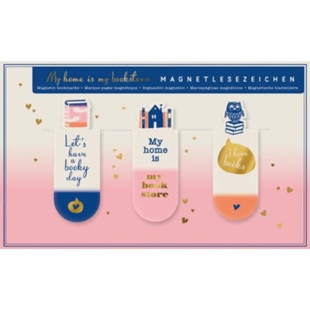 Magnetische boekenlegger My home is my Bookstore - set van 3 - 2,1x5,5cm