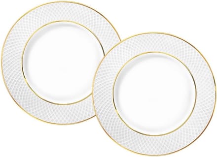 Wilmax Dessertbord Porselein 20 cm Wit Gouden rand Set van 6