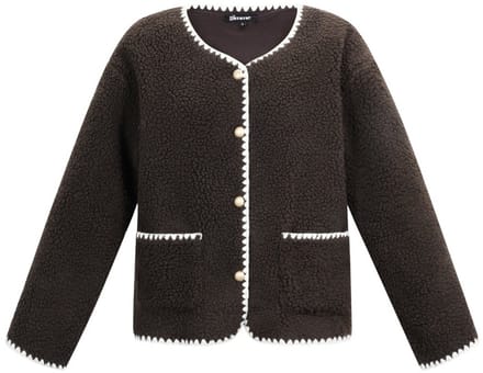Comfortabele Geweven Polyester Damesjas met Contrastafwerking - Kaki - Maat L