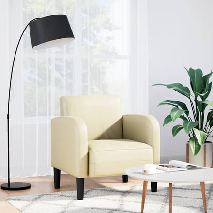 vidaXL - Fauteuil - met - armleuningen - 54 - cm - kunstleer - crèmekleurig