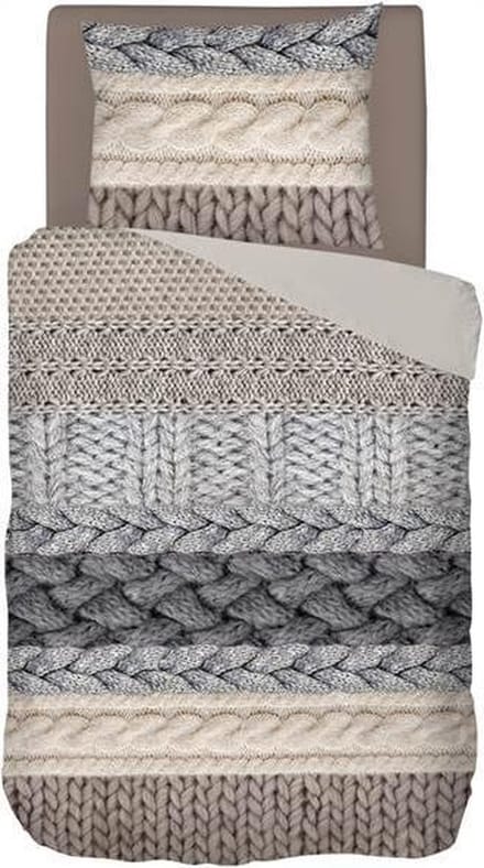Snoozing Knitted Wool - Flanel - Dekbedovertrek - Eenpersoons - 140x200/220 cm - Multi kleur