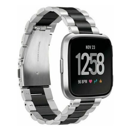 ShieldCase Fitbit Versa stalen bandje (ziver/zwart)