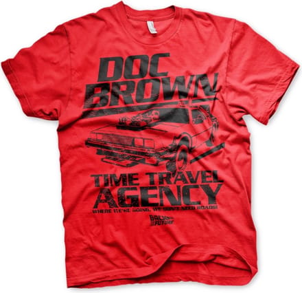 Back to the Future Doc Brown Time Travel Agency T-shirt rood