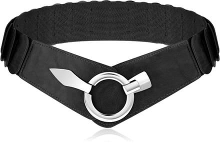 JHUBERS- Elastische Riem Brede Stijl - Verstelbare Tailleband - PU Leer - Geschikt voor M/L - Multifunctioneel - 2,4 inch Breed