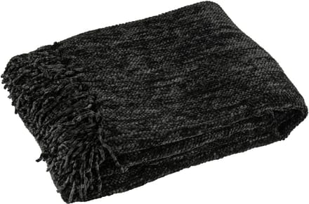 J-Line deken Chenille - polyester - zwart