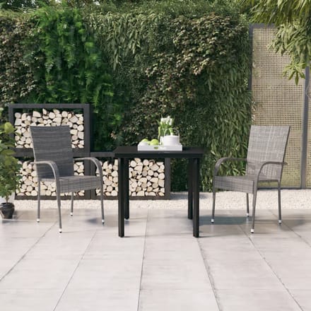 vidaXL - 3-delige - Tuinset - grijs - en - zwart