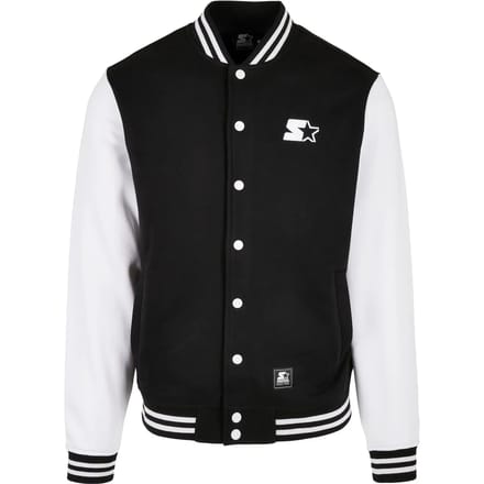Starter Black Label - Fleece College jacket - S - Zwart/Wit