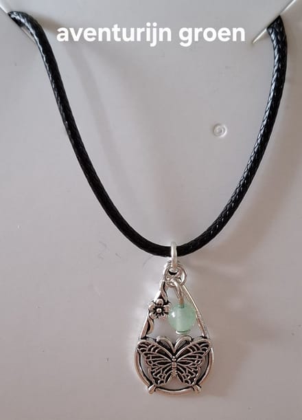 Aventurijn Groen Waterdruppel / Vlinder Ketting