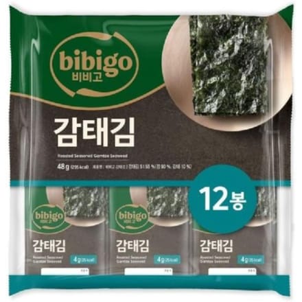 Bibigo Gekruid Zeewier met Gamtae 48g (4g x 12 Pakjes)  (3 opties) # 4g x 24 packs black