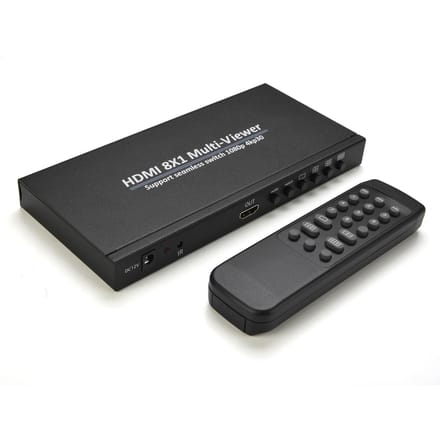 8x1 HDMI 4K Quad Multiviewer Schermverdeler 8 Schermsplitter met Naadloze Omschakeling zwart