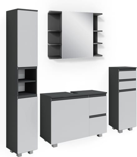 Vicco Badkamermeubel set J-Shape, Antraciet, 4-delig