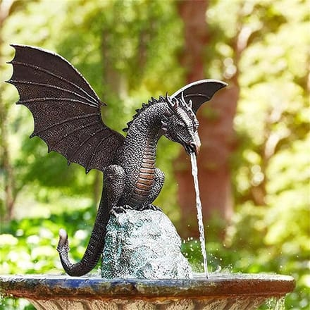 Statue de Dragon de jardin, fontaine, ornement de Dragon, Sculpture d'eau en résine black
