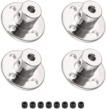 4 Stuks 4mm Binnen Diameter Flens Koppeling voor DIY RC Motor Model - Rigid Connector, As Bevestiging en Schroeven, Zilver