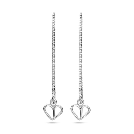 Zilver Gerhodineerd Doortrekoorbellen Hart 1338622