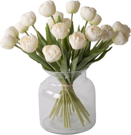 Winq - Witte Tulpen Kunstboeket -incl.vaas