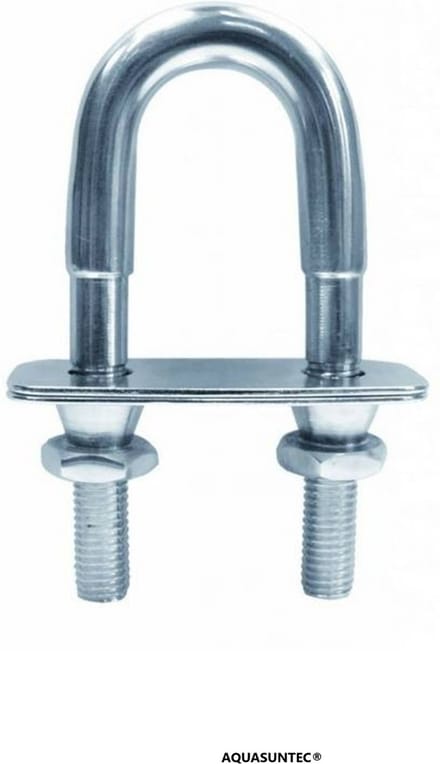 RVS U-Bout 100mm | M10 Bevestiging | Inclusief Dekplaten | Dikte 12mm