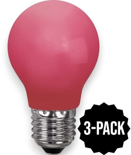 3-Pack | Prikkabel - Standaard bol - E27 - 0.9W - Rood