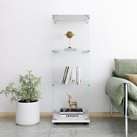 Glazen Vitrinekast 1 Deur – 3 Planken – Afsluitbaar – Wit