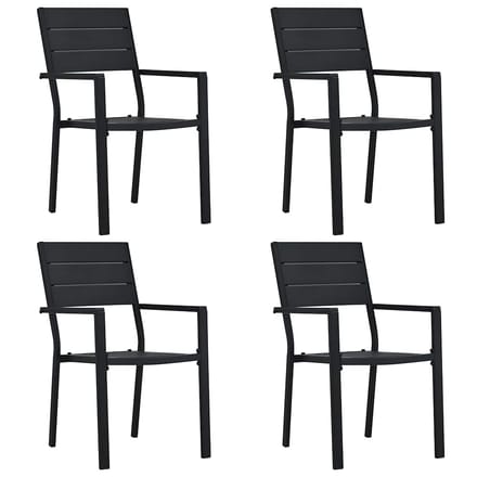 vidaXL - Tuinstoelen - 4 - st - hout-look - HDPE - zwart
