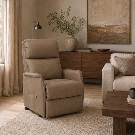 Opsta Fauteuil Olivia - Micro Leder - Elektrisch Verstelbaar - Sta-op Stoel - 1 Motor - Netstroom - Liver