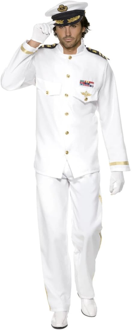 Smiffy's Luxe Kapitein kostuum - wit - heren - polyester - compleet set - carnaval - zeeman 56/58