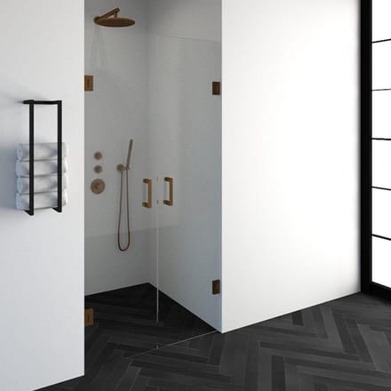 Brauer Void - Pendeldeuren - Helder Glas - 100 x 200 cm - incl. Glascoating - PVD Koper Geborsteld