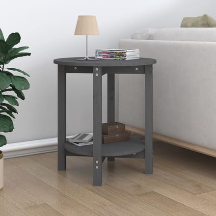 vidaXL - Salontafel - Ø - 55x60 - cm - massief - grenenhout - grijs