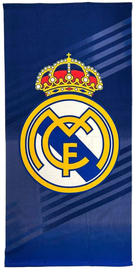Real Madrid Strandlaken - Polyester Handdoek - 70 x 140 cm - Blauw - Officieel Gelicenseerd