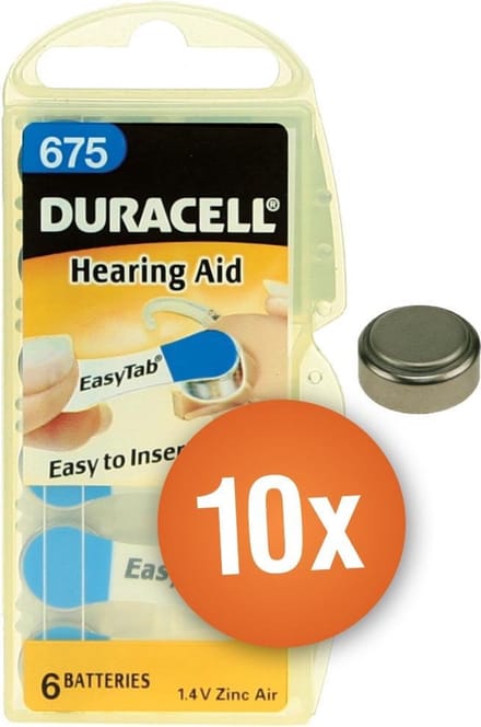 Duracell gehoorapparaat batterijen - Type 675 - 10 x 6 stuks