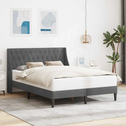 vidaXL - Bedframe - met - hoofdeinde - Donkergrijs - 160 - x - 200 - cm - Fluweel