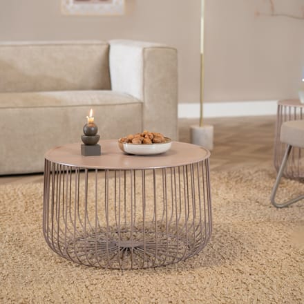 Bronx71® Salontafel Senna metaal taupe - Salontafel rond