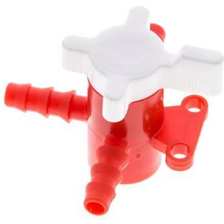 PE 3-weg Kogelkraan 1/4'' (6 mm) Slangpilaar