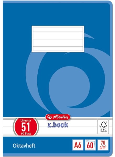 Herlitz 285619 schrijfblok & schrift A6 60 vel Meerkleurig
