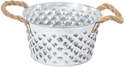 Plaatmetalen schaal met touwgrepen Ø18cm H10cm