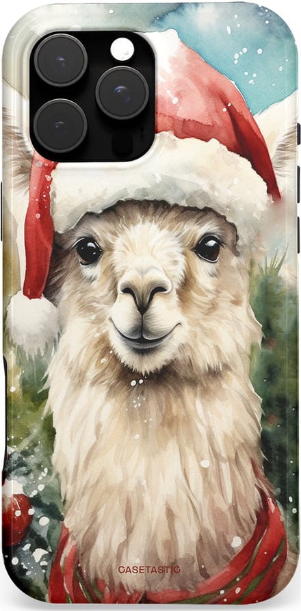 Casetastic hoesje geschikt voor Apple iPhone 16 Pro Max - MagSafe - Dubbellaagse bescherming - Kerst Lama - Fashion Case - Taupe Lichtgrijs Donkergrijs Saliegroen