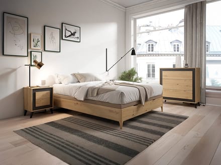 Vente-unique Boxspring bed 140 x 190 cm - Licht naturel - VEONA van YSMÉE
