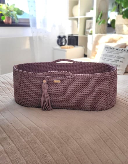 Mozesmand BOHO Handgemaakt katoen met matras - mauve