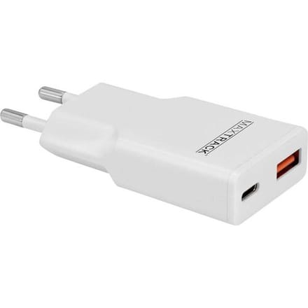 Maxtrack Laadadapter 30 W USB-C, USB-A USB PD 3.0, Fast Charge Wit