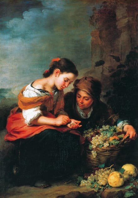 Kunstdruk B,E, Murillo - Die kleine Obsthändlerin 48x69cm
