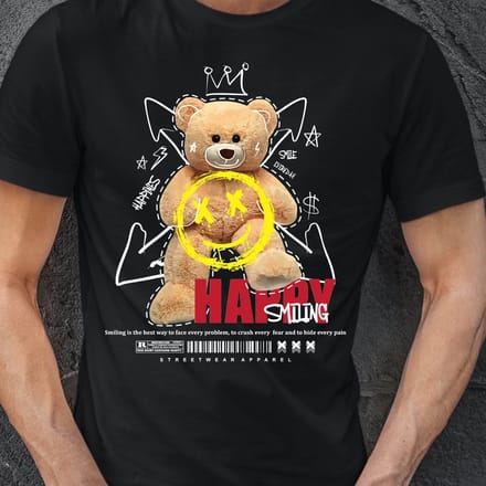 Heren T-shirt Beer Smile- Maat M- kleur zwart