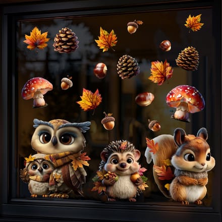 Raamstickers herfst MEDIUM - Statische herbruikbare herfst stickers