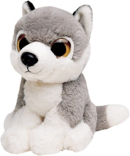 Nature Planet Knuffeldier wolf - pluche wolf knuffel - grijs - 13 cm - wilde dieren thema