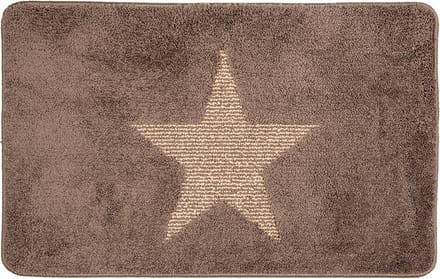 Clayre & Eef Badmat 78x48x1 cm Bruin Polyester Ster