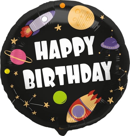 Folieballon 'Happy Birthday' Raket - 45cm