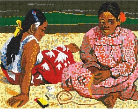 Stickit vrouwen op Tahiti, ca. 8.300 steentjes