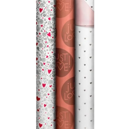 Stewo valentijnsdag cadeaupapier, formaat 70 x 150 cm. - tender feelings assorti