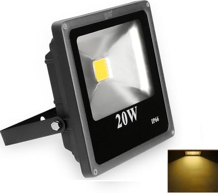 LED Bouwlamp / Schijnwerper - Geel - 20 Watt - Plat - Buitenverlichting
