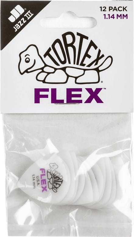 Jim Dunlop Tortex Flex - Plectrums - Jazz III - 1,14 mm - Player's Pack